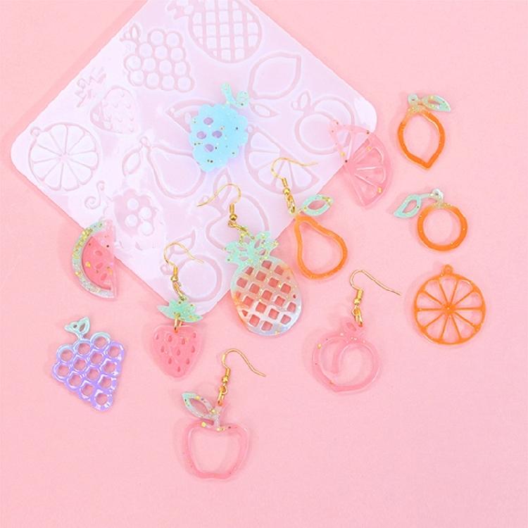 Silicone Earring Molds Resin Drop Jewelry Moulds Fruit/Vegetable Series Jewelry Making Molds for Kids and Teens Crafting