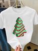 (Asian Size) Merry Christmas Fashion Short Sleeve T-shirts Plaid Tree 90s Women's Top O-neck T Shirt Print Casual New Year Clothing Graphic Tee