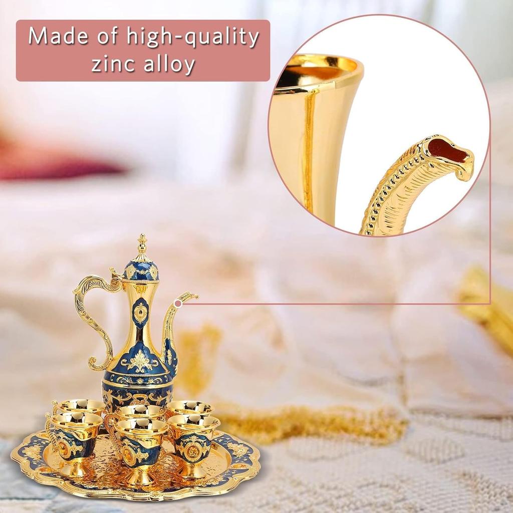 Tea Sets, Vintage Coffee Pot Set with 6 Coffee Cup and Tea Tray Luxury Teapot Set Tea Party Set Art Crafts Wedding Gift