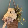 AEE4-Spring Wildflower Door Hanging Basket Wreath Spring Welcome Sign Easter Day For Front Door, Easter Decor