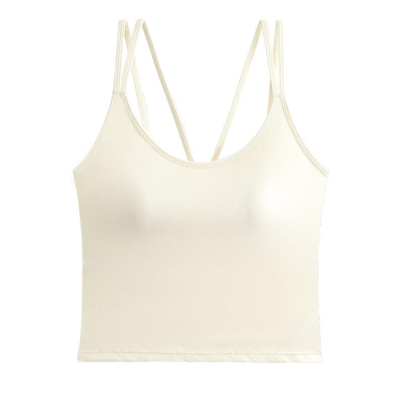 Oudifen Camisole Vest for Women with Breast Pads, No Need To Wear Bra, One-piece Beautiful Back, White Spring Outer Wear, Base Layer, Inner Top