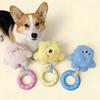 Squeaky Dog ??Chew Toy Plush Dog Toy with Rubber Ring Interactive Teeth Cleaning Toy for Dogs Tug-of-War Fetch Play