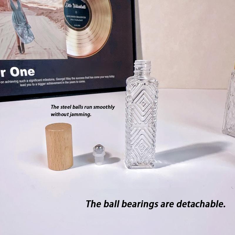 10Ml Wooden Cap Spray Bottle Clear Glass Spray Bottle Perfume Sample Vials Portable Refillable Cosmetic Empty Atomizer Gold Cap