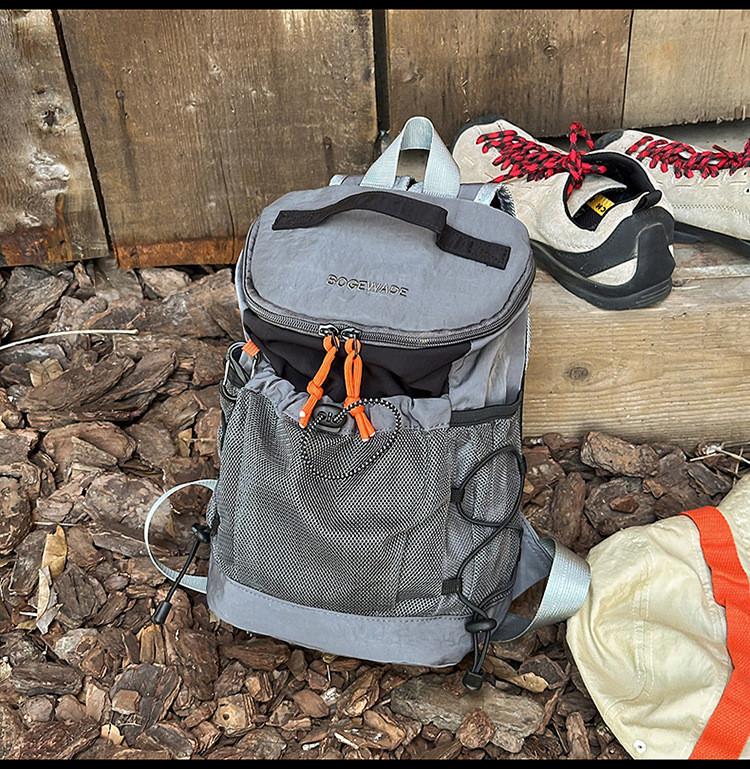 Mountain Range Nylon Drawstring Backpack For Casual Travel And Hiking