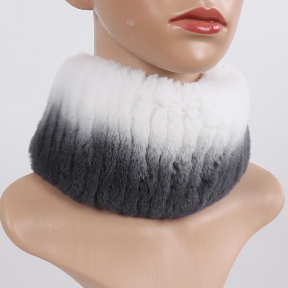 Hot Sale Winter Women Knitted Real Rex Rabbit Fur Scarf Natural Soft Rex Rabbit Fur Scarves Girls Warm Genuine Fur Headband