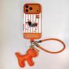Orange Dachshund Embroidered Protective Case with Lanyard for iPhone 17 Pro Max