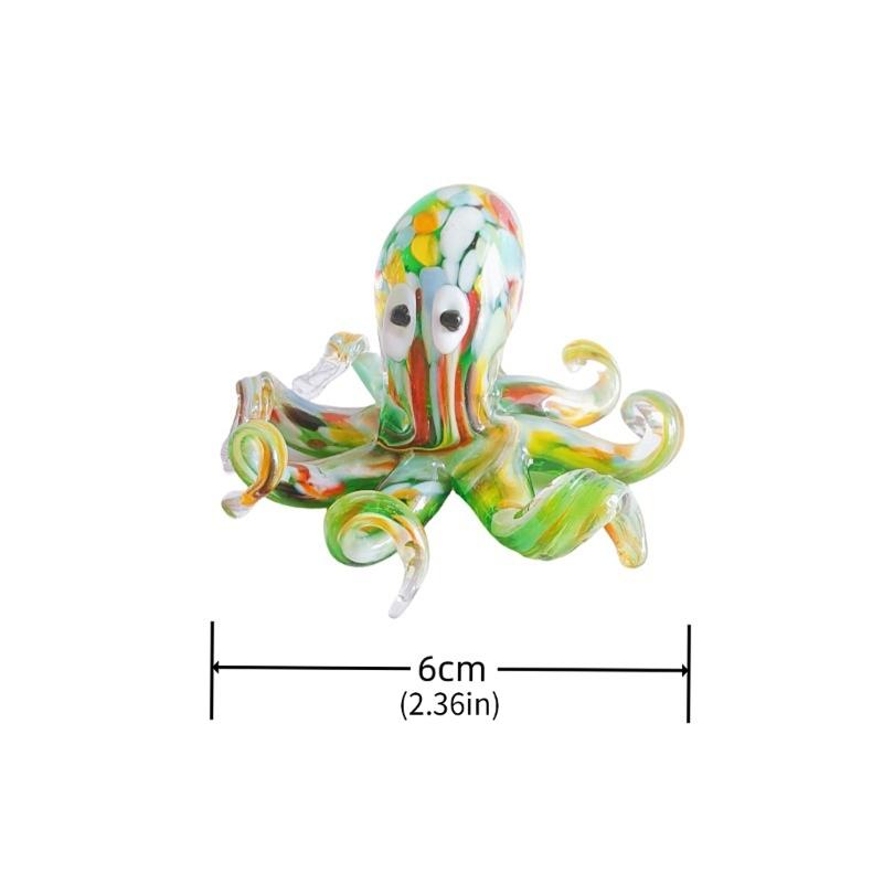Multicolor Octopuses Glass Miniature Figurine Home Office Desktop Decors Car Ornament Gift for Birthdays Valentines Day