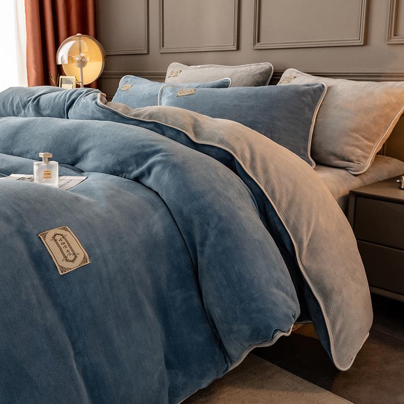 Korallfleece Milchsamt Bettbezug, Einzel 150x200cm, Winter Warm Verdickt.