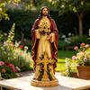 Garden Jesus Mary Statue Light Decorative Resin Sculpture With Solar Lighted Flower Holy Mother Mary Statue Christian Decor