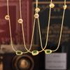 Retro European & American Three-Color Glass Stone Pendant Clavicle Chain in Layered Titanium, 18k Gold Plated Jewelry for Women