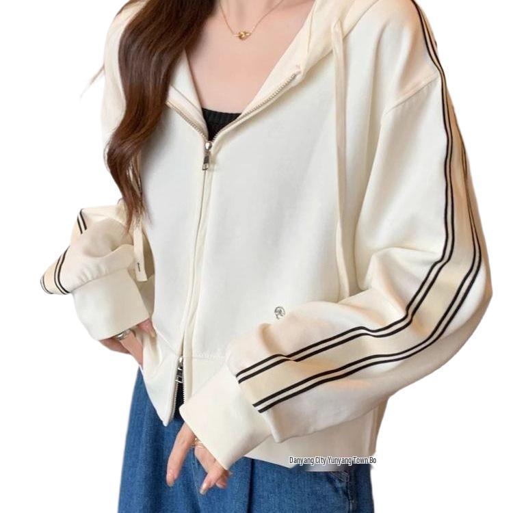 Mikina s kapucí na zip pro ženy plus size v korejském stylu - Novinka pro rok 2025, Podzimní/jarní bunda s dlouhým rukávem, všestranná