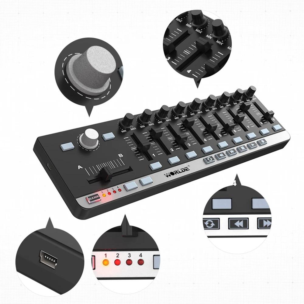 Easy Control 9 MIDI Controller - Slimline Portable USB Control with 4 Memory Banks, 6 Transport Buttons & Plug-in-Play Kit