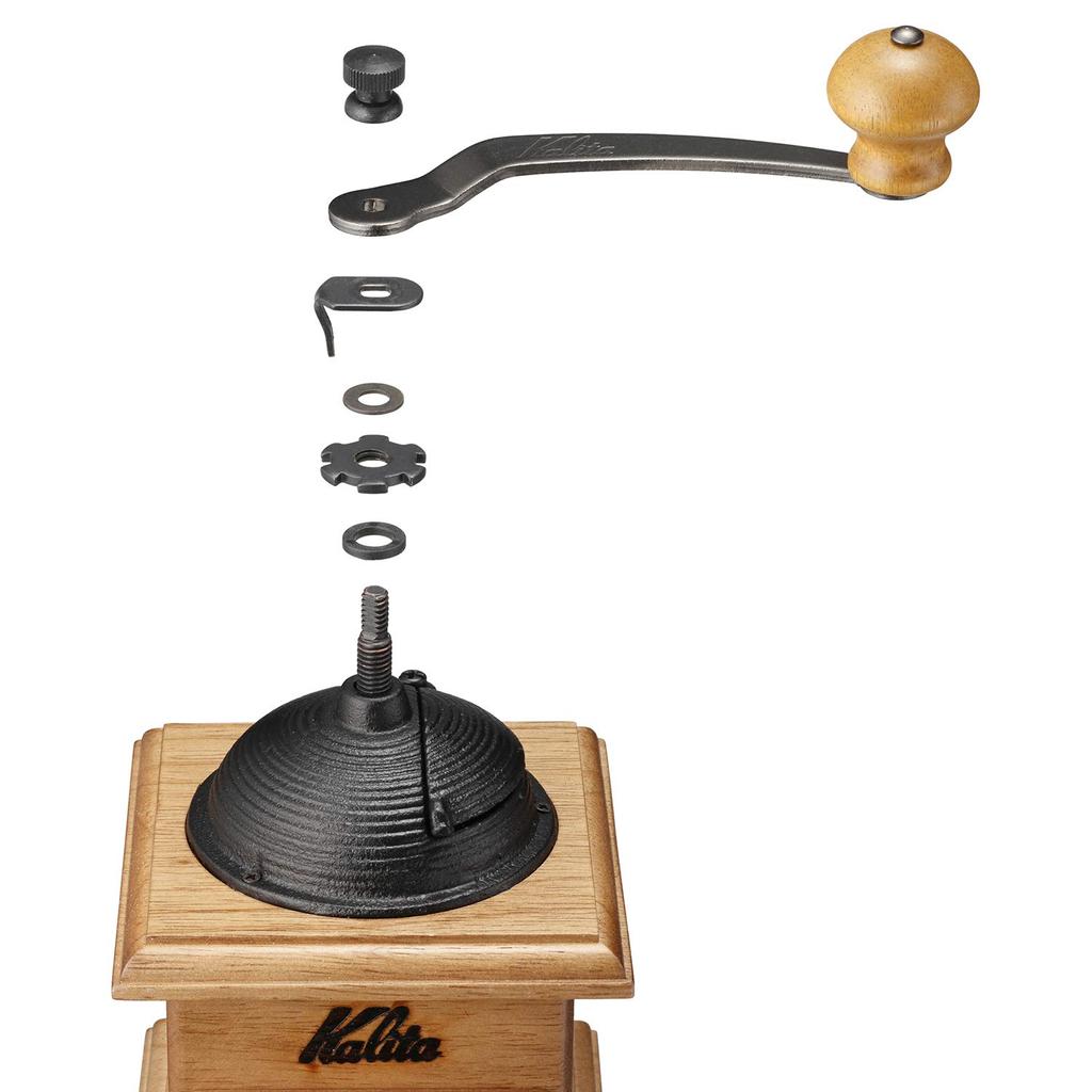 Kalita Mlýnek na kávu Dřevěný Ruční Mletí Manuální Kopulovitý Mlýnek #42033 Starožitný Mlýnek na Kávu Malý Venkovní Kemping Nastavitelná Hrubost Mletí s Víkem