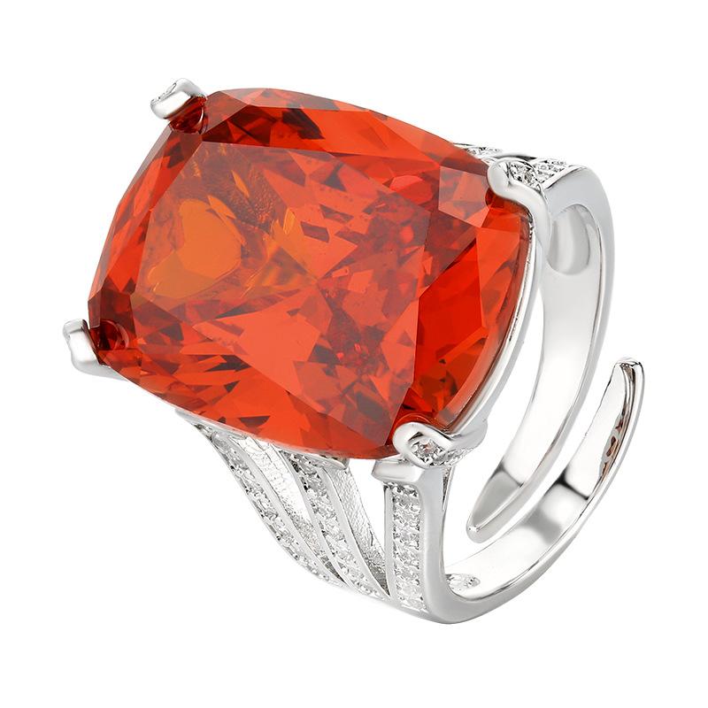 Schmuck Kupferboden Vergoldet Simulation Orange Rot Zirkonium Retro Ring Heldenstein 15 * 20