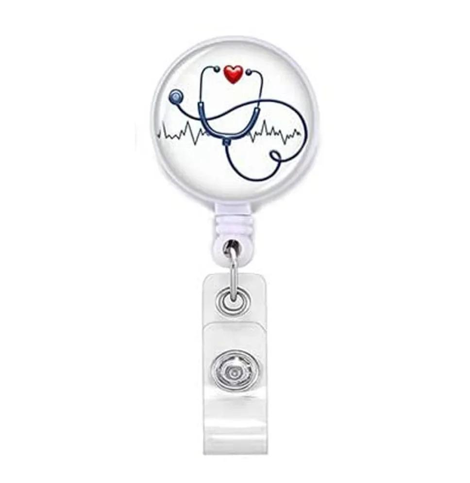 2026 Retractable Doctor Nurse Badge Reel Fashion Cartoon Cute Students ID Card Badge Holder Lanyard Id Badge Holder