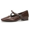 H8563-9 Single Shoes Women's Bow with Buckle Thick Heel Mary Jane Commuting Temperament Women's Shoes Square Head Retro