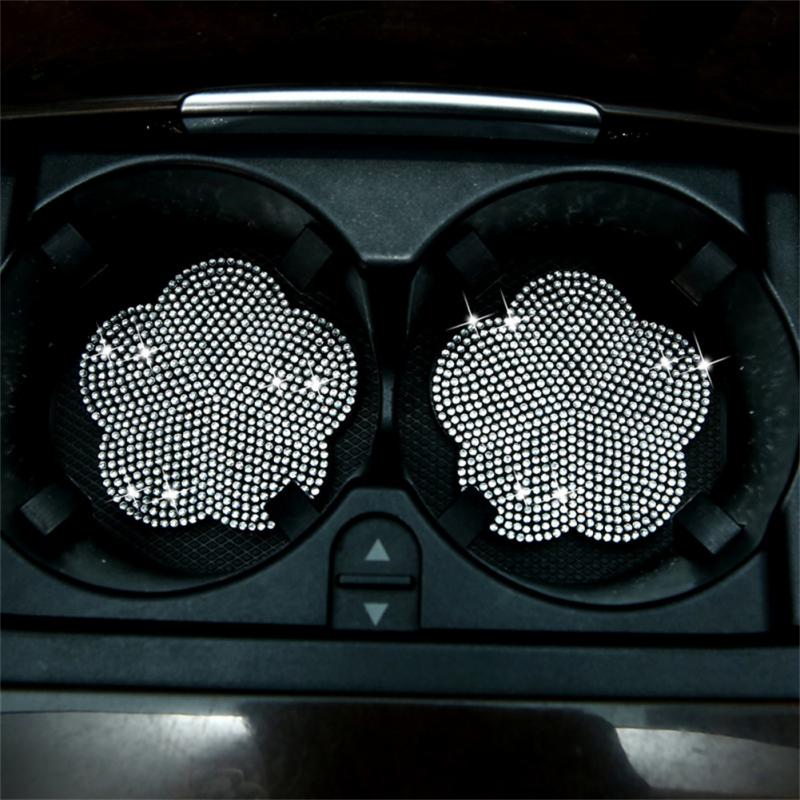 

Car Water Cup Coasters PVC Anti-shock Anti-noise Diamond Non-Slip Multifunctional Decorative Cup Holder Mat Pad Auto Interior