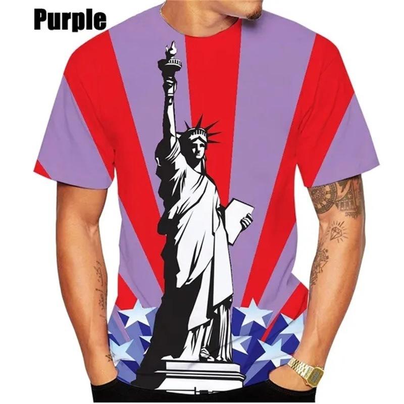 Modisches Herren-Rundhals-Kurzarm-3D-Casual-Farbprint-Casual-Kurzarm-Rundhals-T-Shirt
