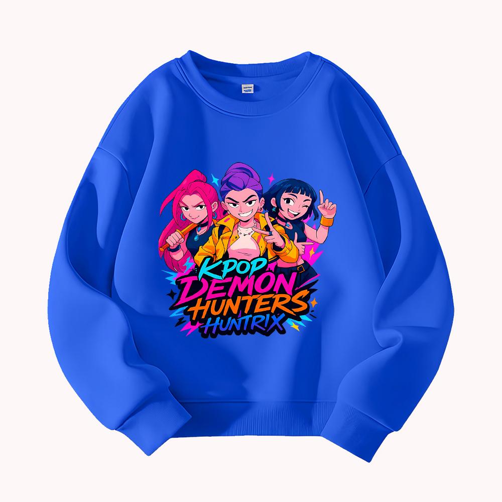K-pop Охотники на демонов Huntrix Графический принт Женский повседневный свитшот с круглым вырезом Мода Музыка Мерч Пуловер Топ 160