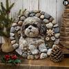 Vintage Shih Tzu metallkonstskylt krans vår jul hem väggdekoration