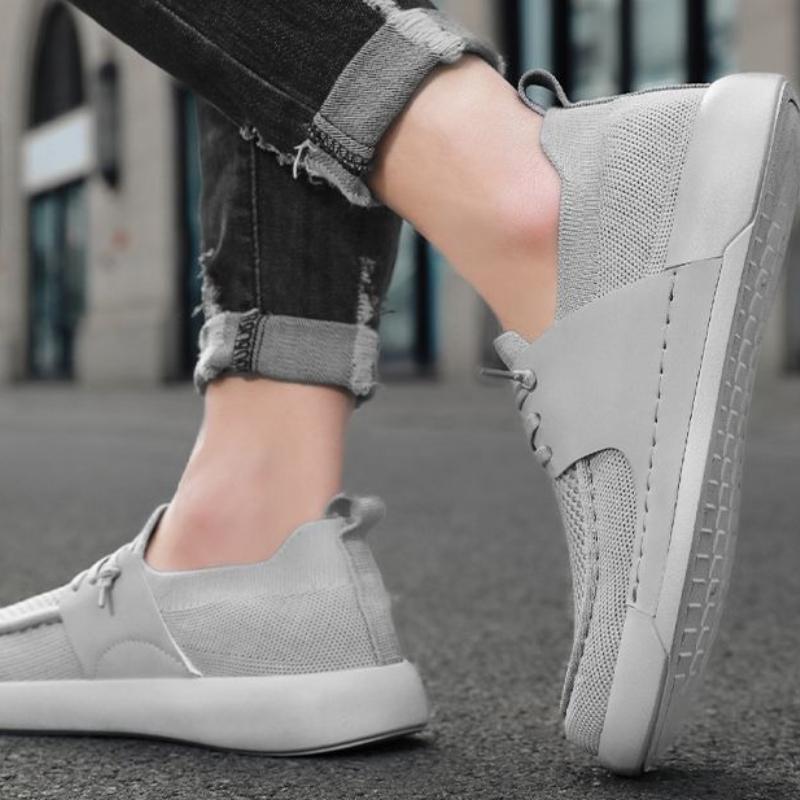 Fashion Sneakers Young Students Gray Round Toe Men's Casual Shoes Mesh Plain Designer Luxury Leisure Cheap Liquidation Sale On Male Shoe