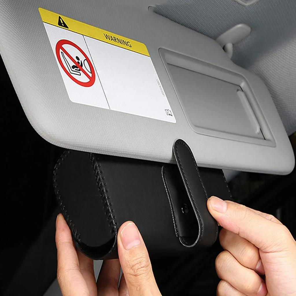 Car Visor Glasses Sunglasses Holder Universal Leather Car Glasses Storage Box with Magnetic Closure Eyeglasses Organizer Box