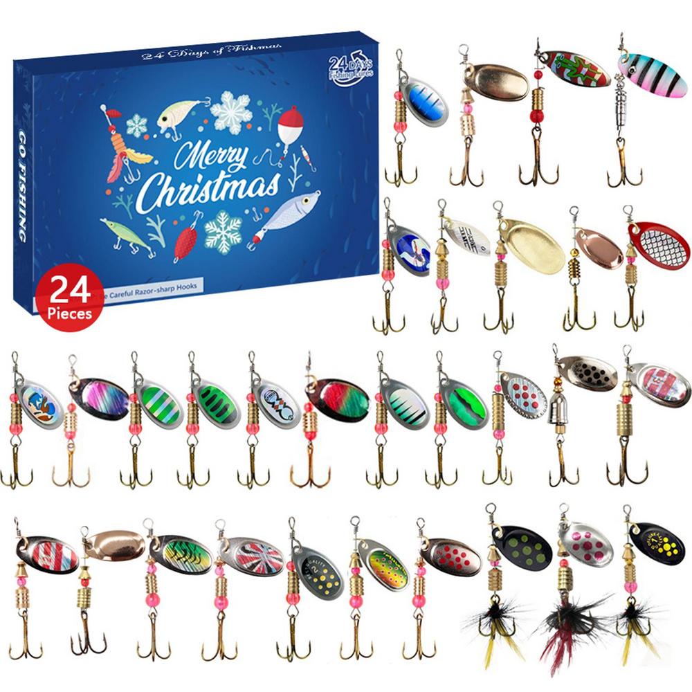 

2024 Fishing Tackle Advent Calendar 24 day Christmas Advent Calendar Fishing Tackle Box Creative Christmas Gifts Countdown 37x24.5x4cm синий