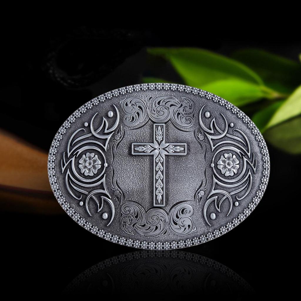 Western Belt Buckle Vintage Style Fashion Alloy Engraved Floral for Men Women
