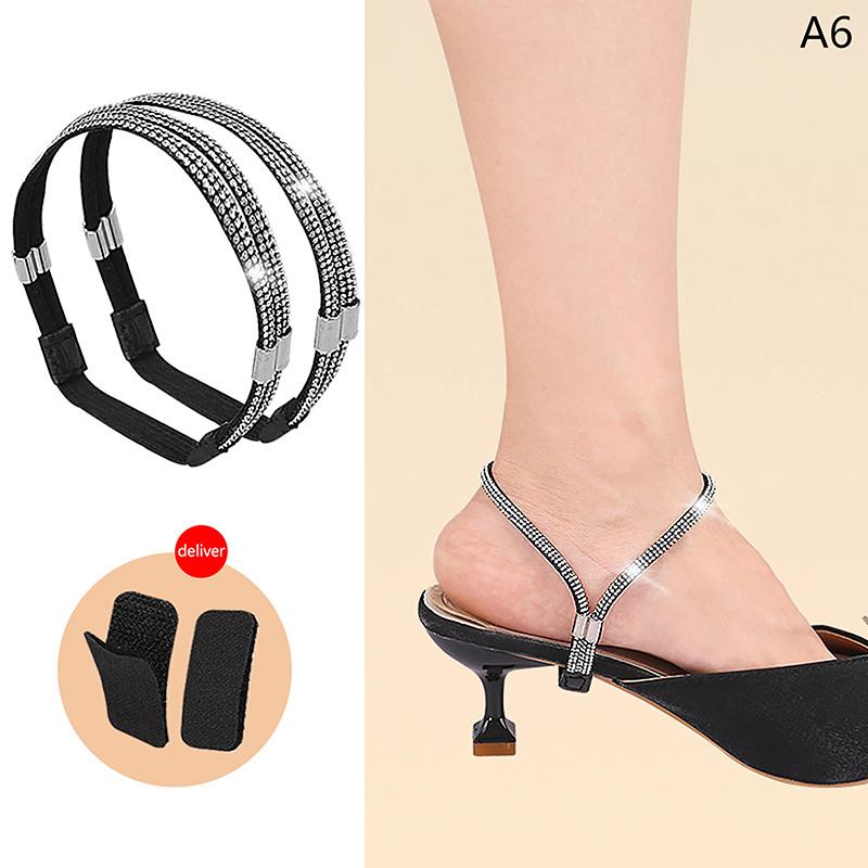 1 Pair Women Shoeslaces For High Heels Shoes Decoration Buckle Lazy Shoelaces Elastic Band Anti Falling Heel Non-Slip Belt Strap