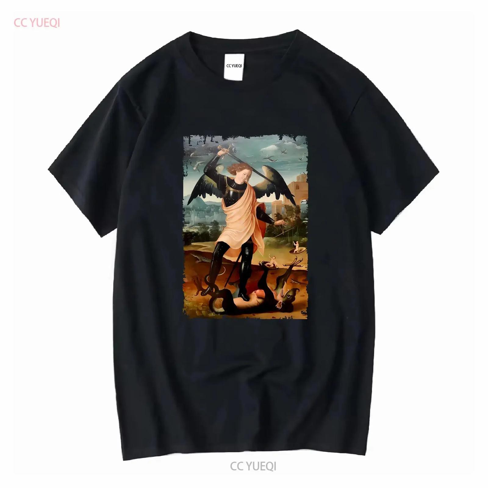 

Catholic Natural T shirt Saint Michael Archangel V27 Vintage Sizes S 5XL vintage Washed Comfortable Soft Top For Everyday Wear XXXXXL різнокольоровий
