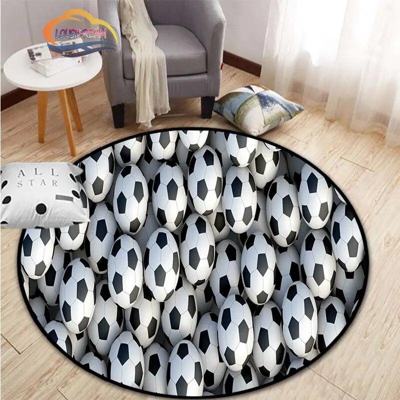 Εικόνες ποδοσφαίρου χαλί κινουμένων σχεδίων ποδοσφαίρου διακόσμηση σαλονιού στρογγυλή καρέκλα κρεβατιού χαλάκι σπίτι πόρτα εισόδου παιδιά