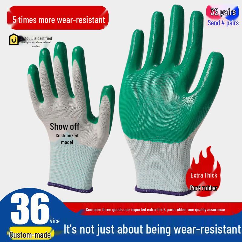Waterproof Non-Slip Nitrile Latex Work Gloves for Construction & Auto Repair