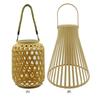 Outdoor Hanging Light with Handle IP55 Waterproof Natural Rattan Bamboo Hanging Solar Light Solar Powered Retro Pendant Light