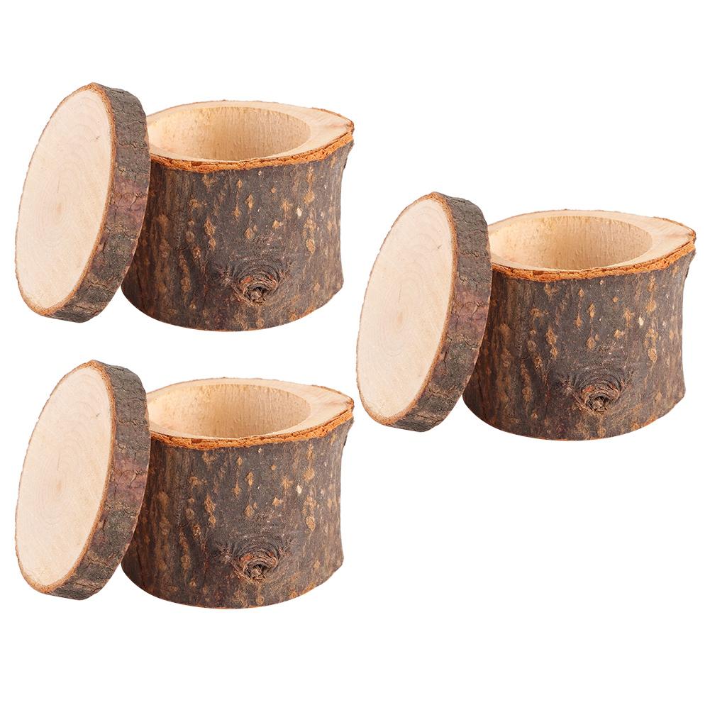 3 Stück Set Holzringbox DIY Rustikaler Eheringhalter Träger Behälter Etui für Valentinstag Jubiläum
