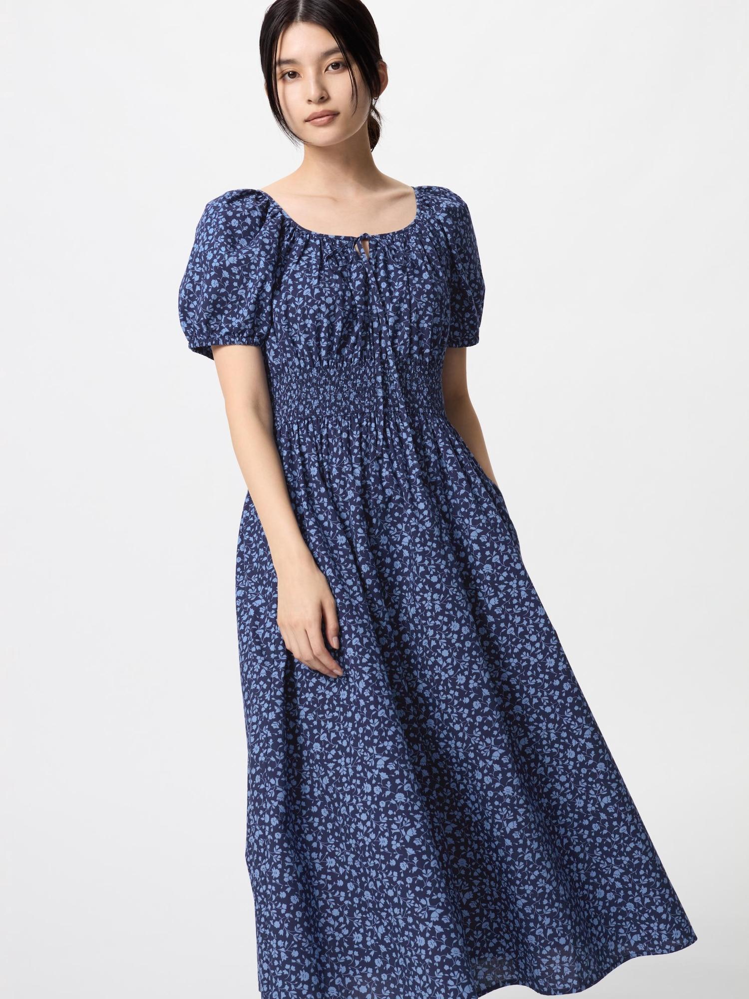 

Платье Uniqlo с объемными рукавами и короткими рукавами с принтом 68 BLUE/WOMEN XS