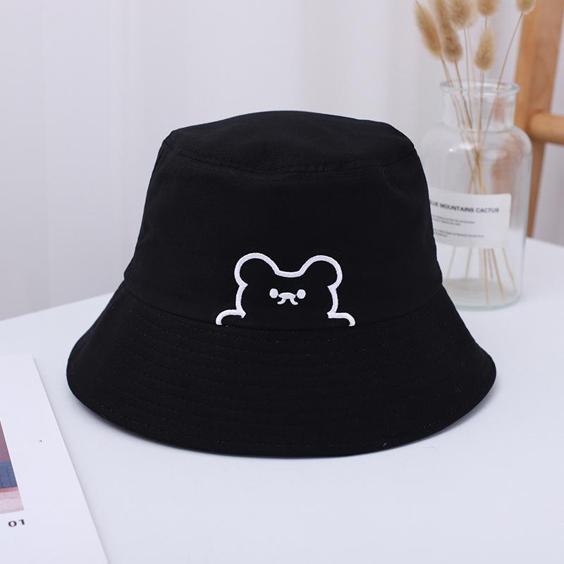 Female Hat Fisherman Thin Sun Protection Fashion Casual Embroidered Bear Visor Hat
