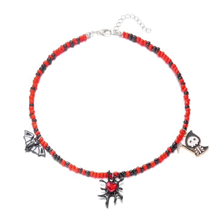 Halloweens Party Necklace With Spiders Pendant Alloy Chain Costume Jewelry for Women Girls and Boys