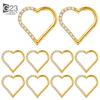 10Pc ASTM F136 Titanium Daith Heart Earring Hoop Cartilage Tragus Helix Rings Hinged Segment Hoop with Clear CZ