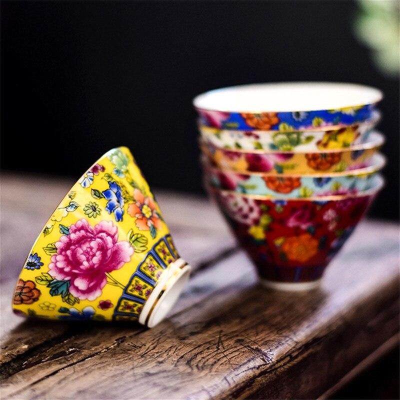 Jingdezhen Enamel Color Ceramic Master Cup Tea Cup Porcelain Small Tea Bowl Tea Set Office Drinkware