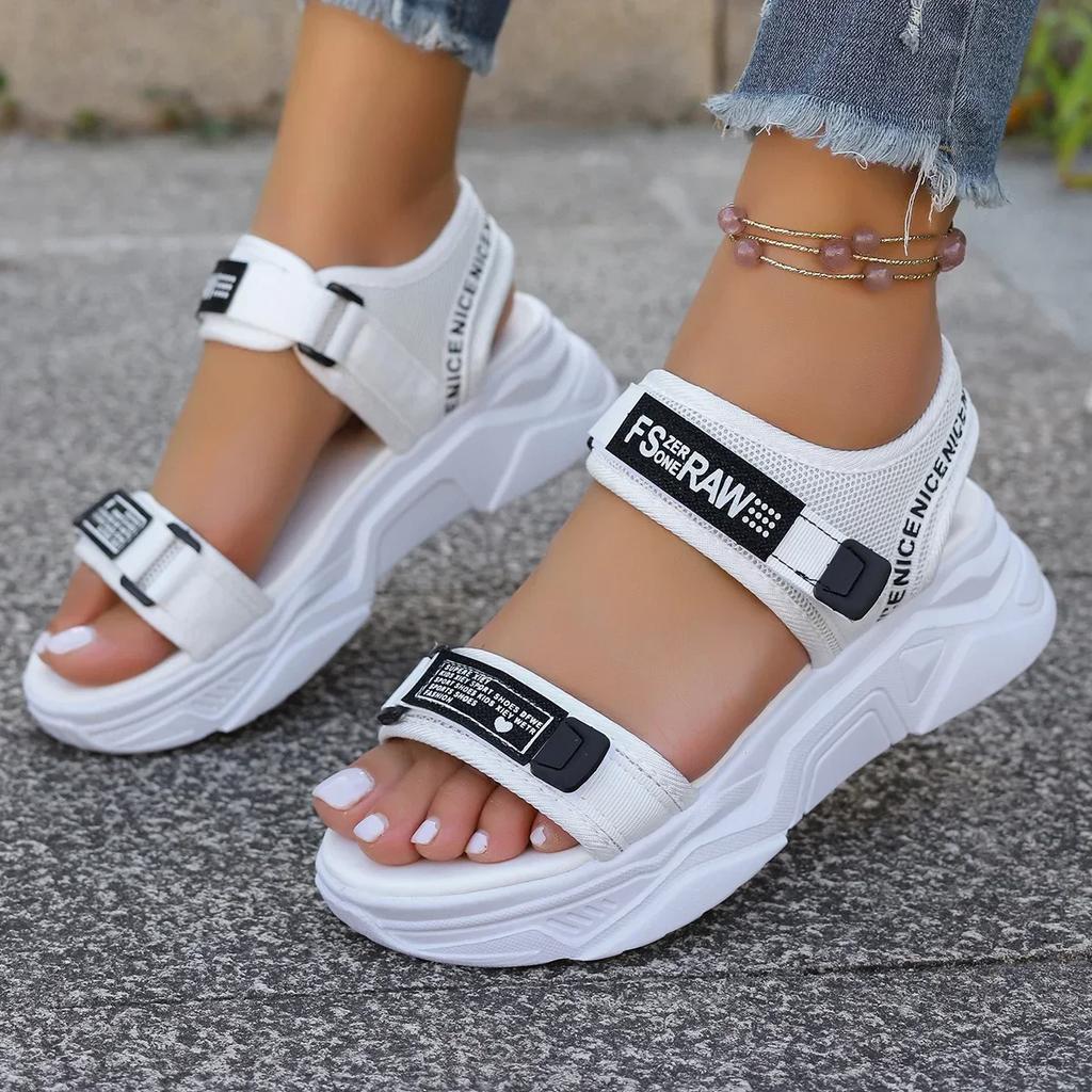 2025 Nowe Damskie Sandały Casualowe Podwyższające Koturny Wysokie Obcasy Buty Sportowe Kobiety Lato Trend Platforma Klin Plażowe Damskie Sandały