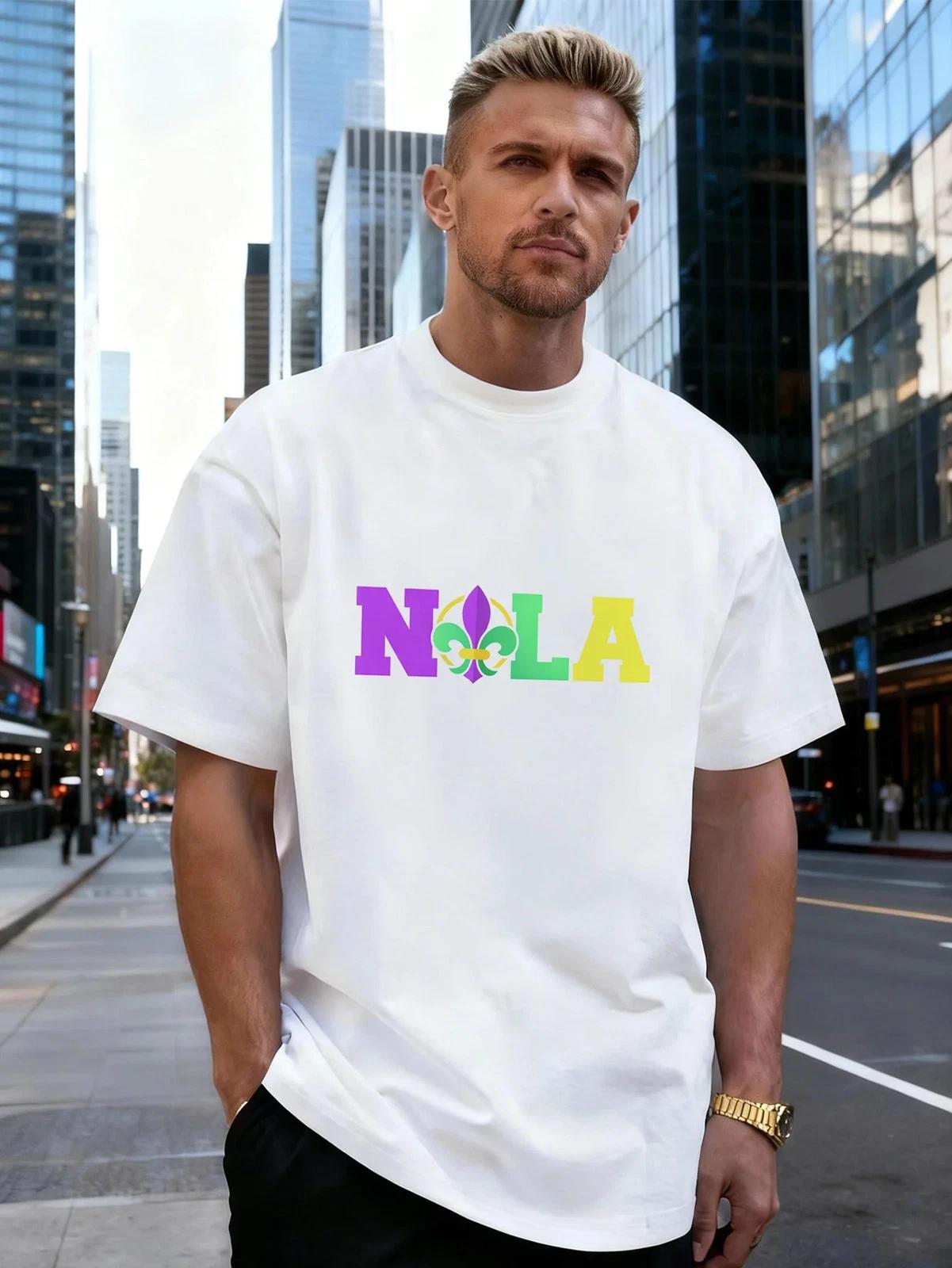 Colorful Letter Pattern Graphic 100% Cotton Men s T-Shirt, for Daily Streetwear XXXXL