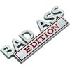 2pcs Bad Ass Edition Emblem Car Badges Badass 3D Sticker Decal Chrome Red