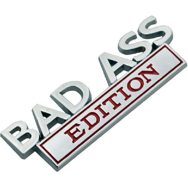 2pcs Bad Ass Edition Emblem Car Badges Badass 3D Sticker Decal Chrome Red