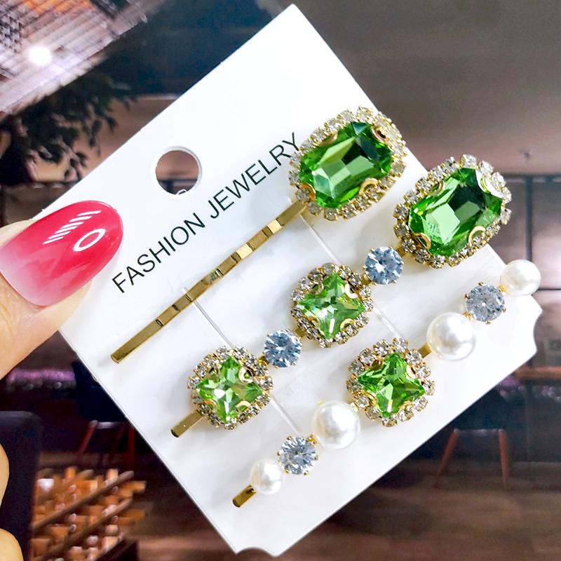 Neues Set Damen Haarspangen Schmuck Mode Kristall Haaraccessoires für Mädchen Luxus Perle Geometrische Haarspangen Nadeln Weihnachtsgeschenk
