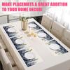 Spring Blue Leaves Placemats Set of 6,12x18 Inch Eucalyptus Leaves Linen Place Mat Washable Stain Resistant Table Mats