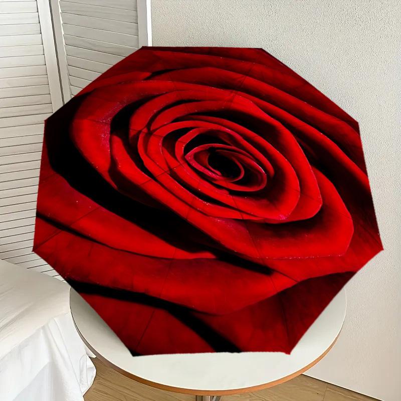 1PC Rose Flower Automatic Open/Close Umbrella with Windproof, 8-Rib Sturdy Canopy, Durable Ribs, Fashionable Design, 1302a