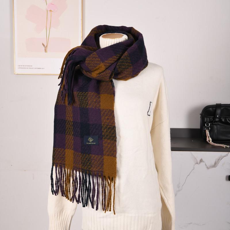 Hochwertiger Schal im koreanischen Stil mit Karomuster: Warmer, verdickter Kaschmir-ähnlicher Schal für Studenten und Paare