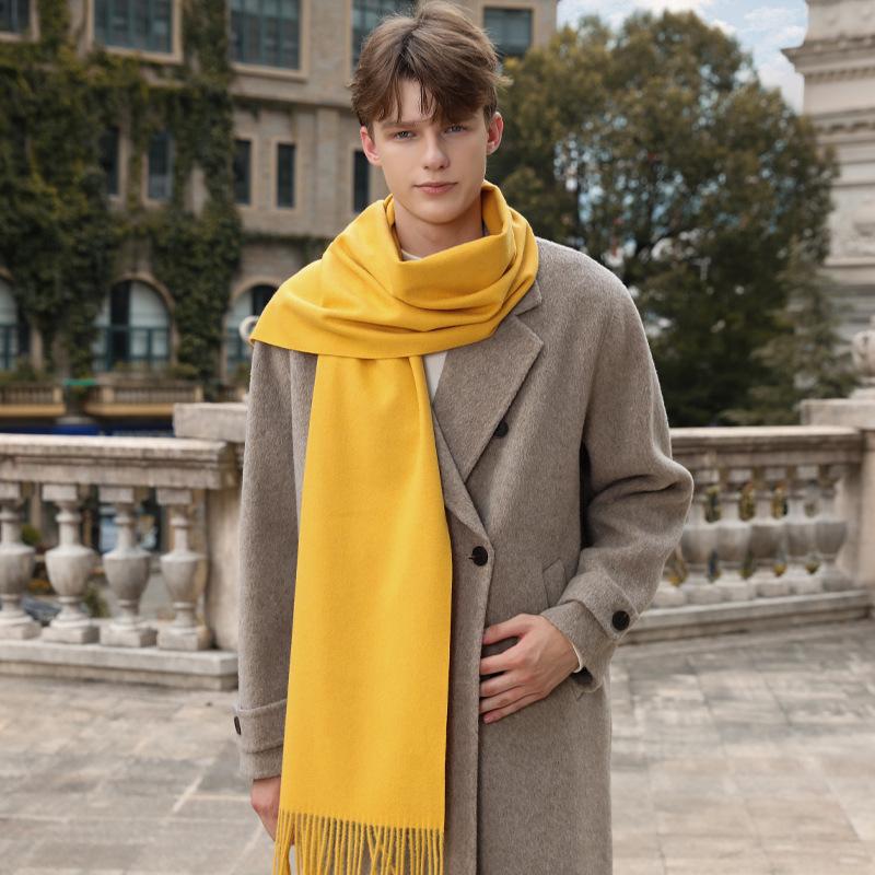Men's Solid Color Scarf Autumn and Winter New Versatile Wool Scarf Korean Atmosphere Cashmere Scarf Women's Winter Warmth