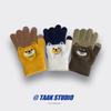 Warm gloves winter female cycling cycling cold-proof five-finger cute cartoon bear velvet thickened