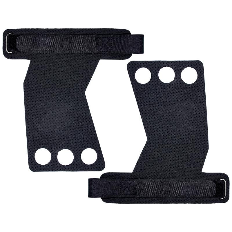 2026 Custom Logo Carbon Fiber Leather Gym Gloves 3 Hole Hand Palm Grips for Weightlifting CrossFit Gymnastics Premium Fitness L